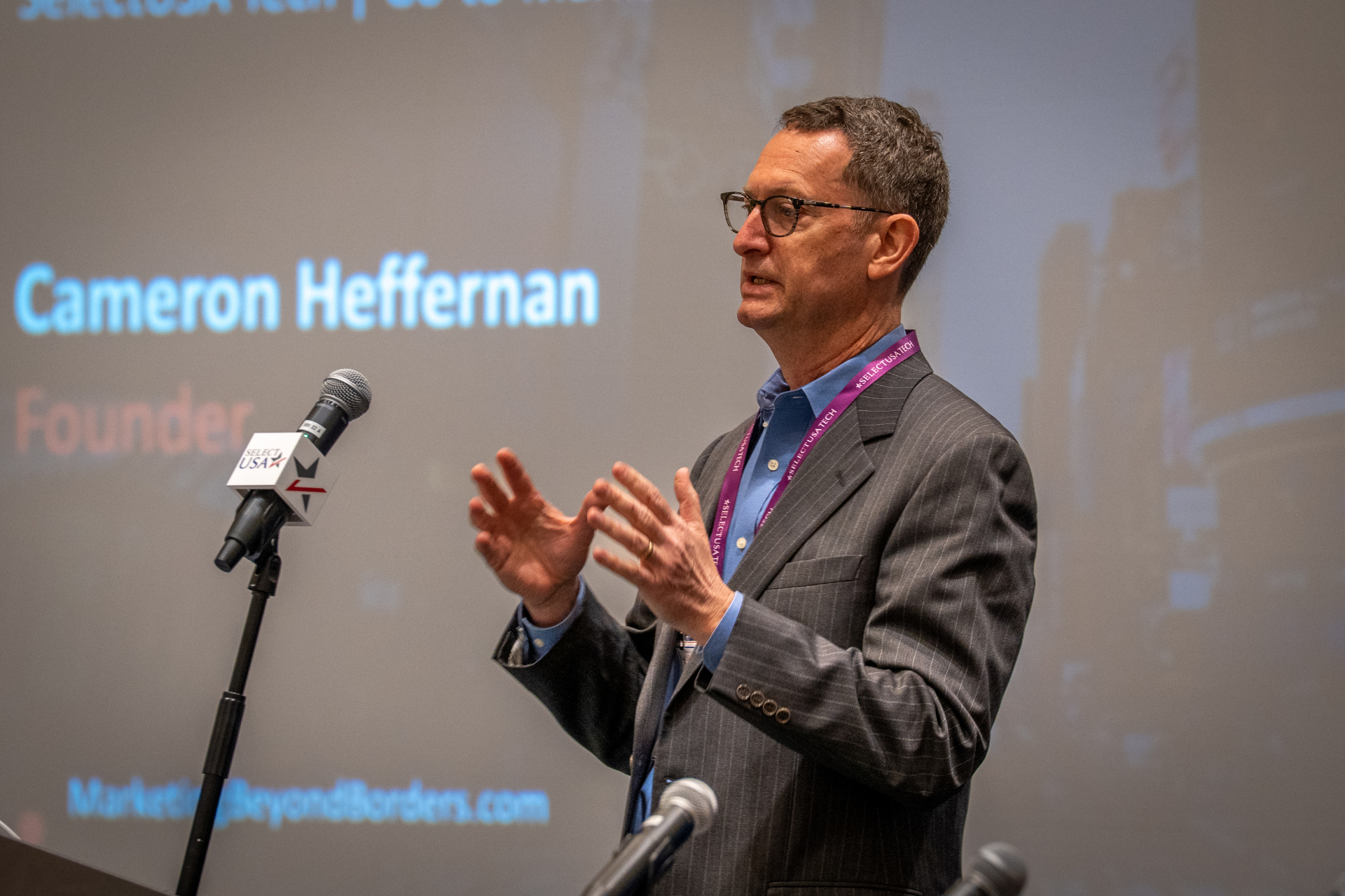 Cameron Heffernan presenting at SelectUSA Tech